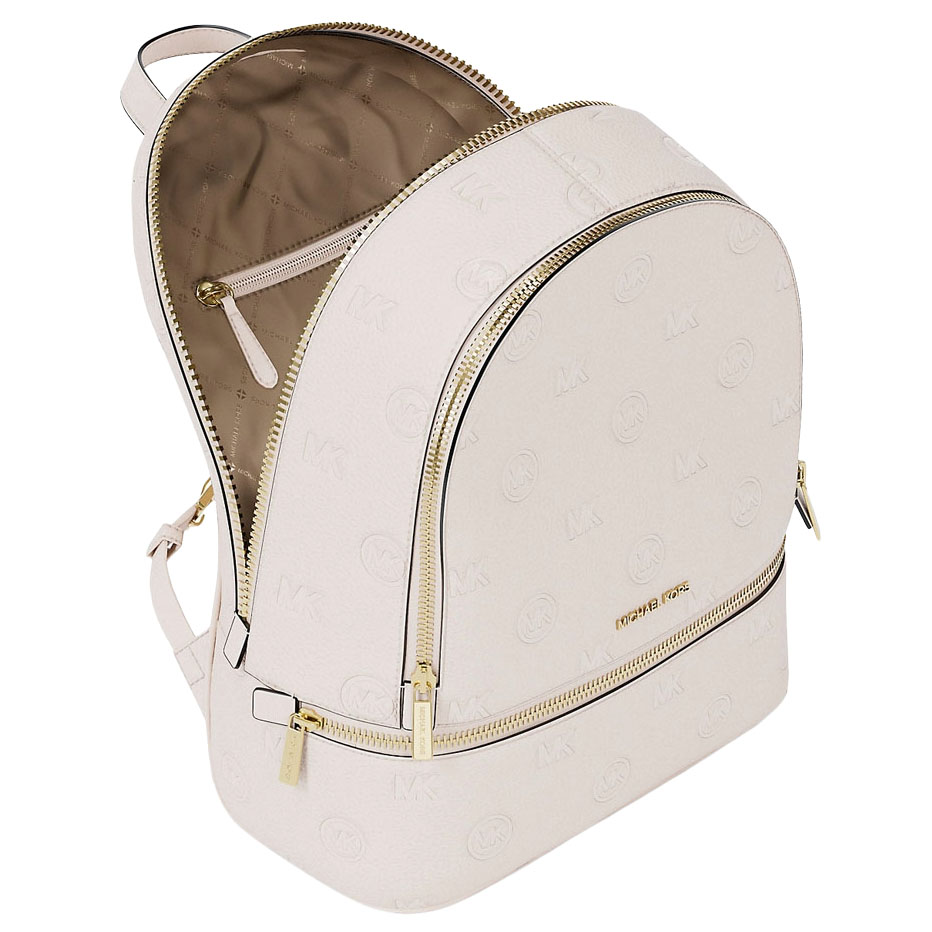 Michael Kors Rhea Medium Logo Debossed Backpack Light Cream # 35S6GRAB2V