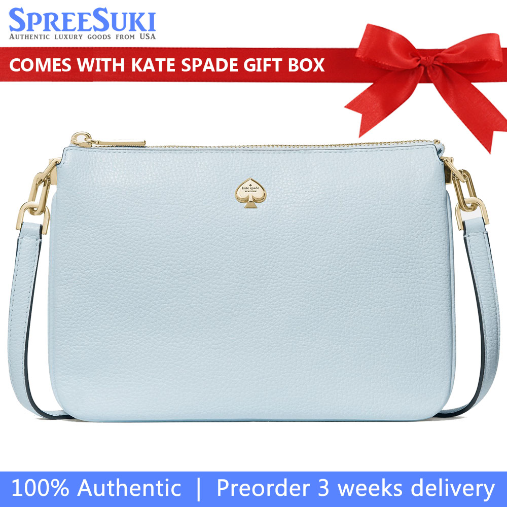 Kate Spade Kayla Small Triple Compartment Crossbody Crisp Sky Light blue # KL806