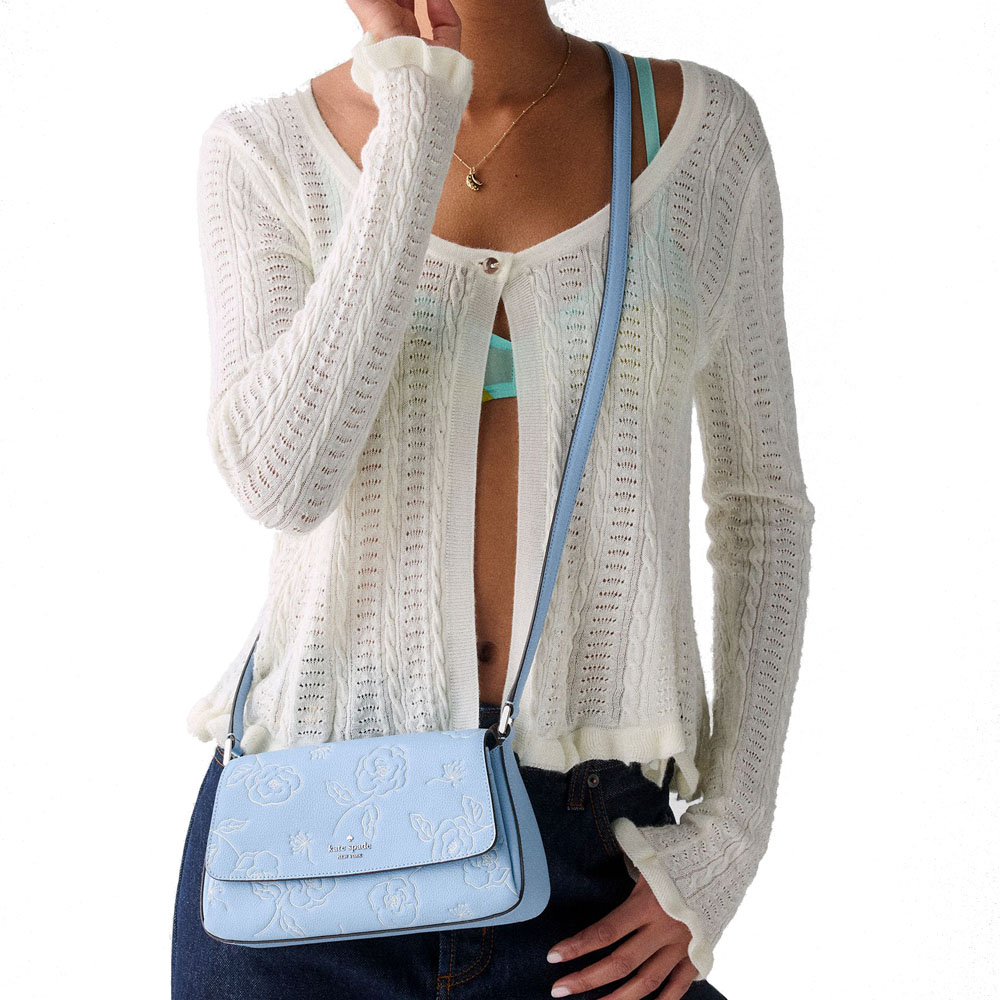 Kate Spade Sutton Floral Mini Crossbody Bag North Star Blue # KO532