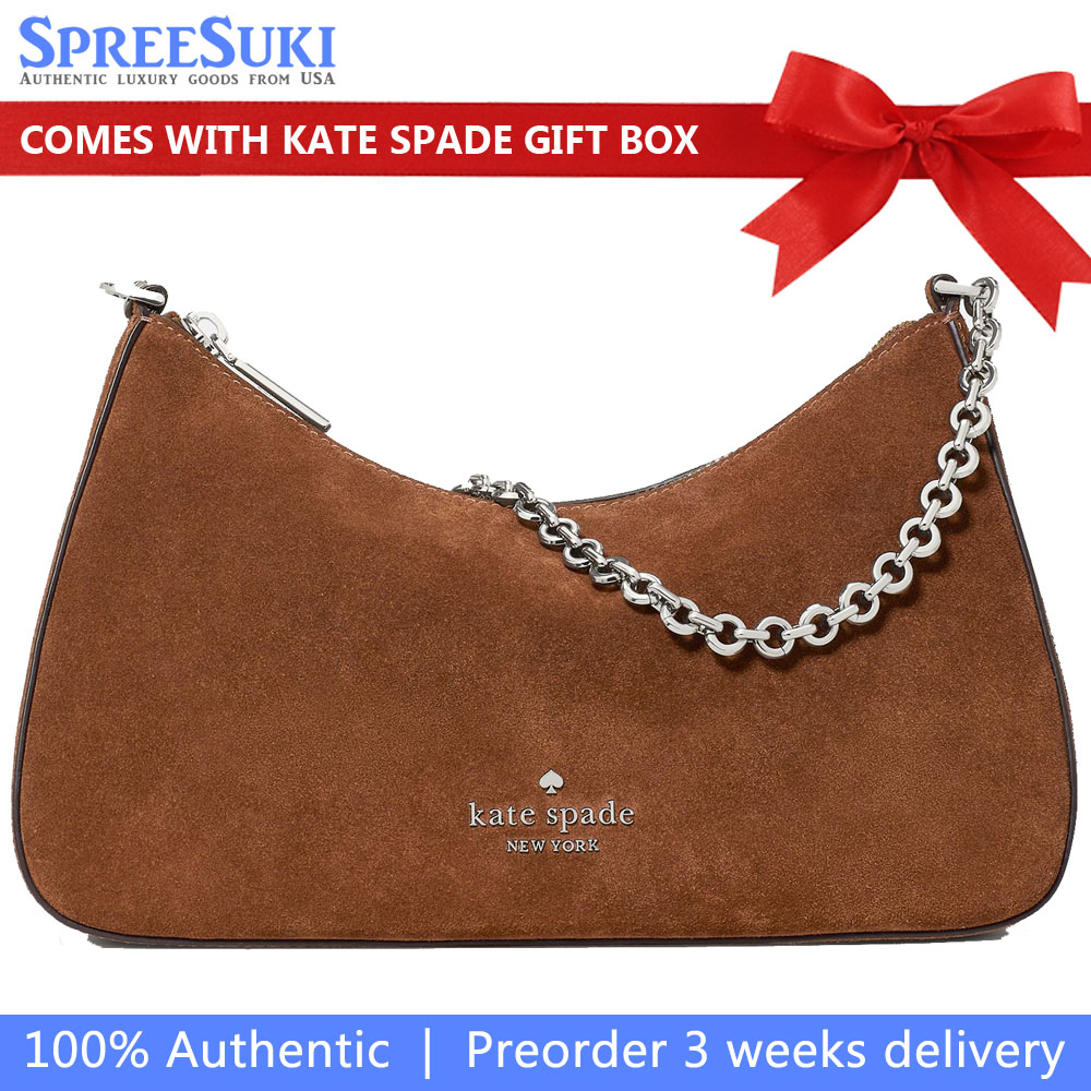 Kate Spade Margot Suede Crossbody Bag Warm Gingerbread Dark Brown # KP042