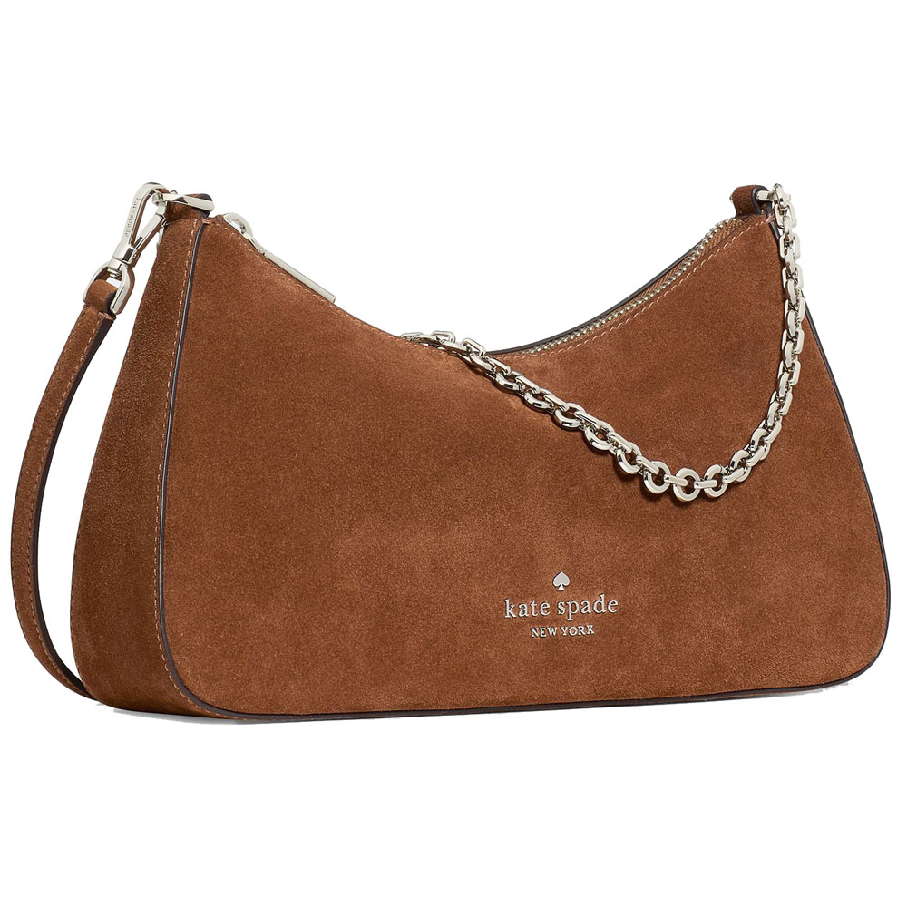 Kate Spade Margot Suede Crossbody Bag Warm Gingerbread Dark Brown # KP042