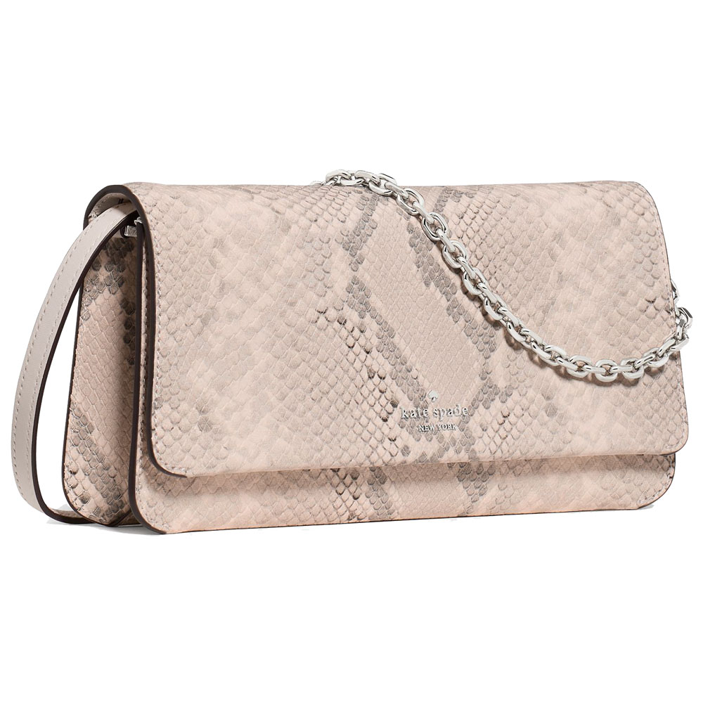 Kate Spade Ivy Snake Embossed Crossbody Bag Pink Multi Beige # KP045
