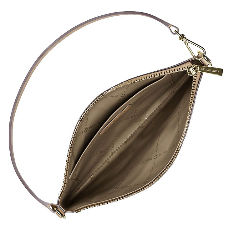 Michael Kors Jet Set Small Metallic Signature Logo Wristlet Pale Gold # 35T5GTVW1M