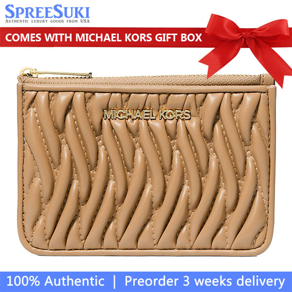 Michael Kors Jet Set Travel Small Matelassé Coin Pouch Camel Beige # 35S6GTVP1Y