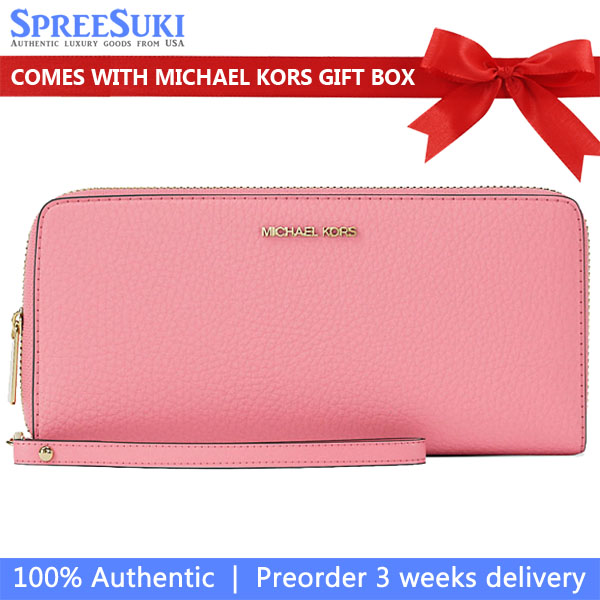 Michael Kors Long Wallet Jet Set Continental Wristlet Wallet Carnation Pink # 35T7GTVE7L