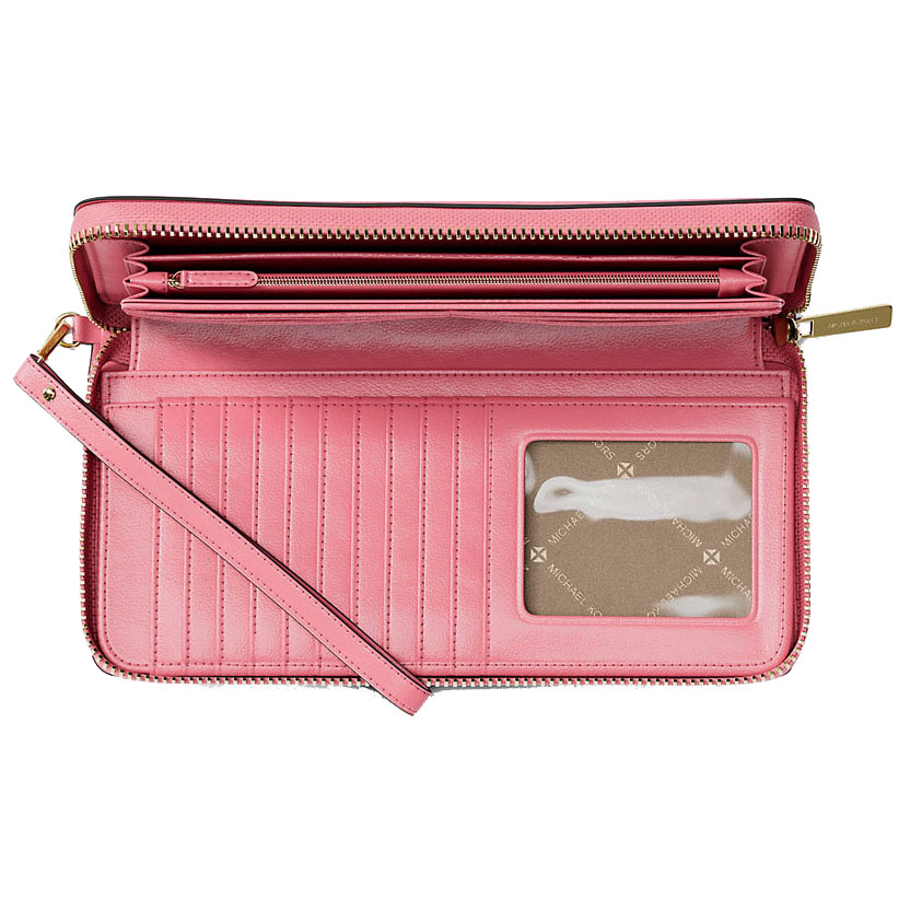 Michael Kors Long Wallet Jet Set Continental Wristlet Wallet Carnation Pink # 35T7GTVE7L