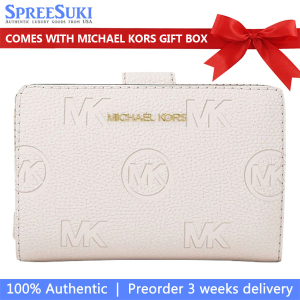 Michael Kors Jet Set Travel Medium Logo Debossed Billfold Wallet Light Cream # 35S6GTVF6V