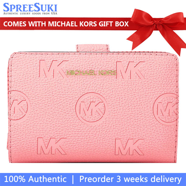 Michael Kors Jet Set Travel Medium Logo Debossed Billfold Wallet Carnation Pink # 35S6GTVF6V