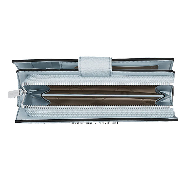 Michael Kors Jet Set Travel Medium Logo Debossed Billfold Wallet Pale Ocean Light blue # 35S6STVF6V