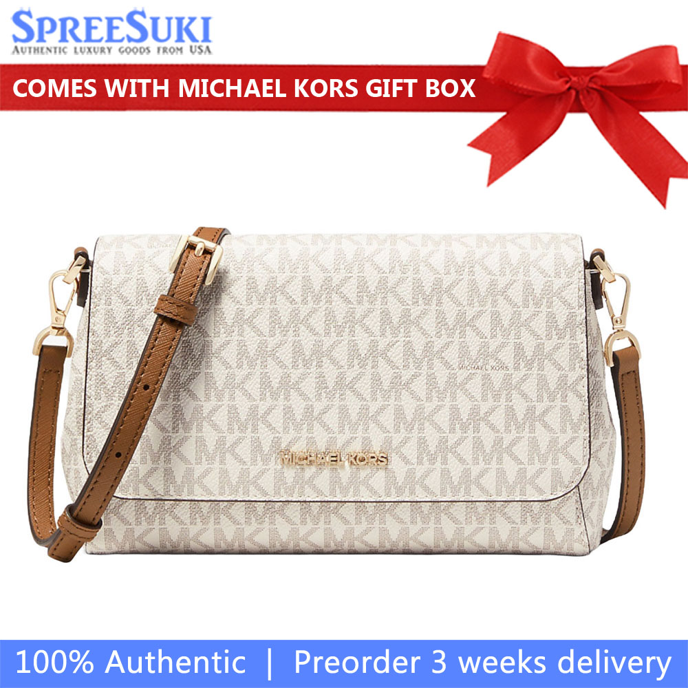 Michael Kors Medium Logo Convertible Crossbody Sling Bag Vanilla Off White # 35H8GTTC6B