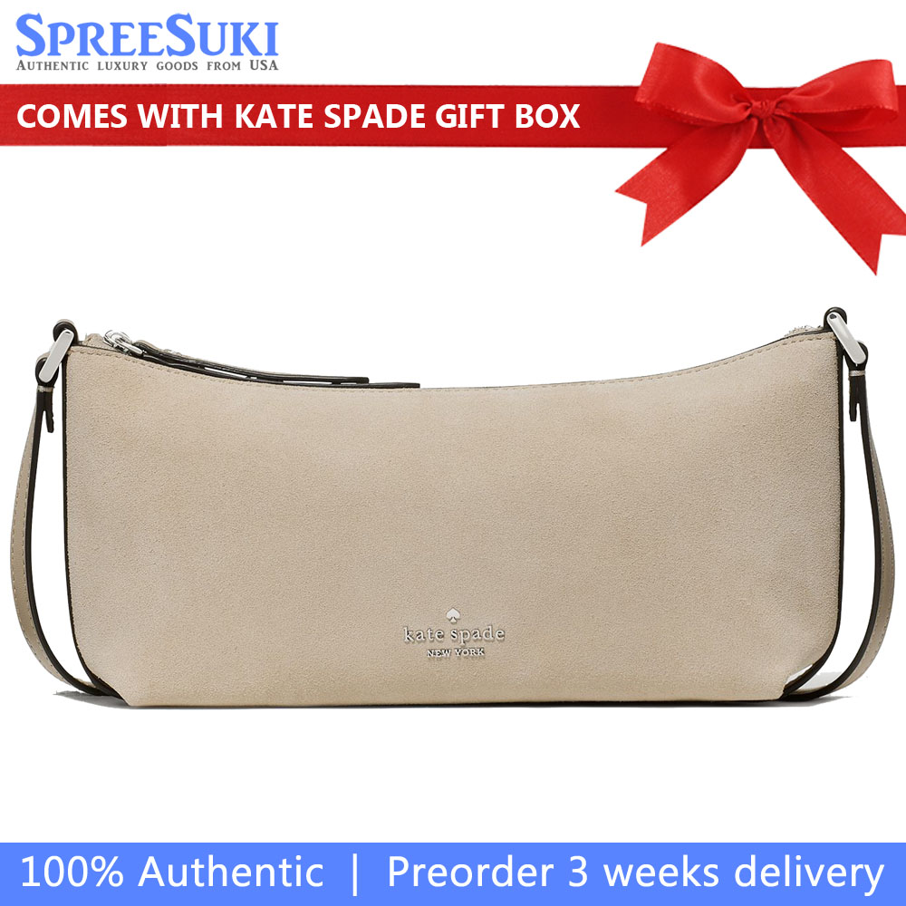 Kate Spade Lenox Suede Mini Crossbody Bag Light Sand Khaki # KP039