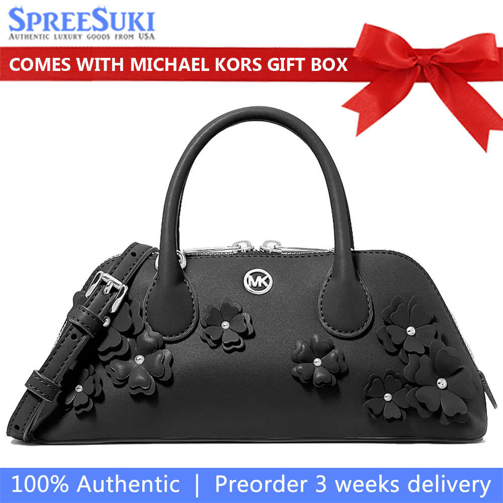 Michael Kors Petra Small Floral Embellished Crossbody Bag Black # 35S6S2PC1V