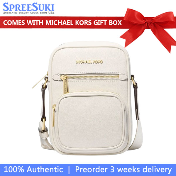 Michael Kors Jet Set Medium Leather Crossbody Bag Light Cream # 35T4GTTC2L