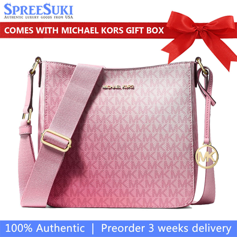 Michael Kors Jet Set Travel Ombré Signature Logo Crossbody Bag Carnation Pink # 35S6GTVC1V
