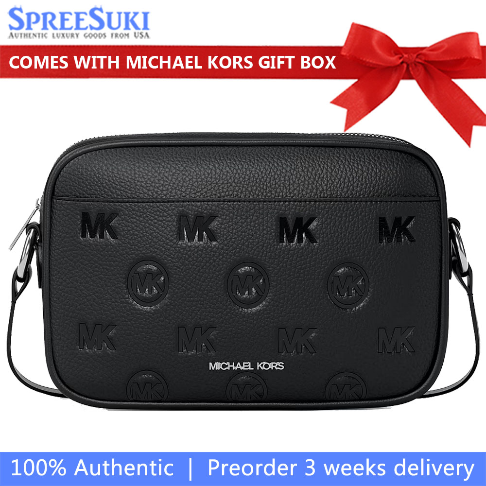 Michael Kors Jet Set Travel Large Logo Debossed Camera Crossbody Bag Black # 35S6STVC7V