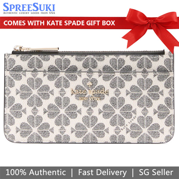 Kate Spade Spade Flower Large Slim Card Holder Black Multi # KK895