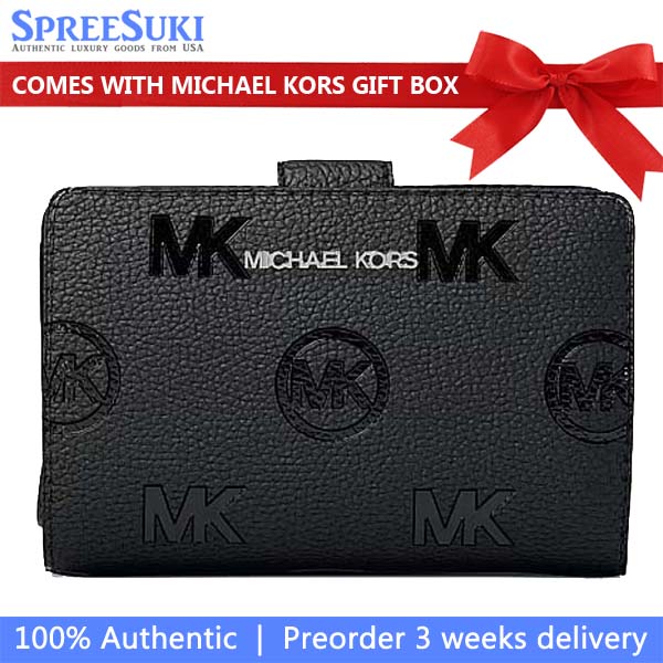 Michael Kors Jet Set Travel Medium Logo Debossed Billfold Wallet Black # 35S6STVF6V