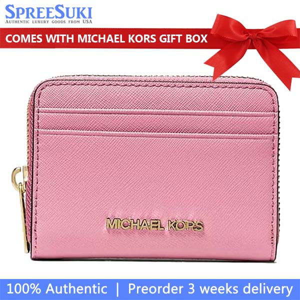 Michael Kors Jet Set Travenuel Medium Saffiano Leather Wallet Carnation Pink # 35H8GTVZ1L