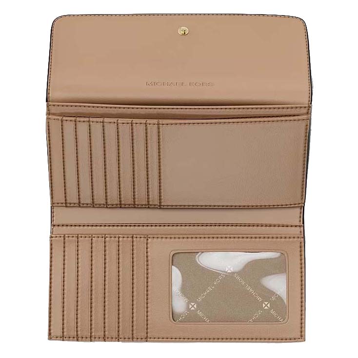 Michael Kors Jet Set Travel Large Signature Logo Tri-Fold Wallet Pale Gold # 35S6GTVF3M