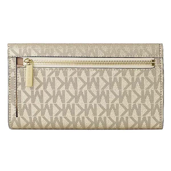 Michael Kors Jet Set Travel Large Signature Logo Tri-Fold Wallet Pale Gold # 35S6GTVF3M
