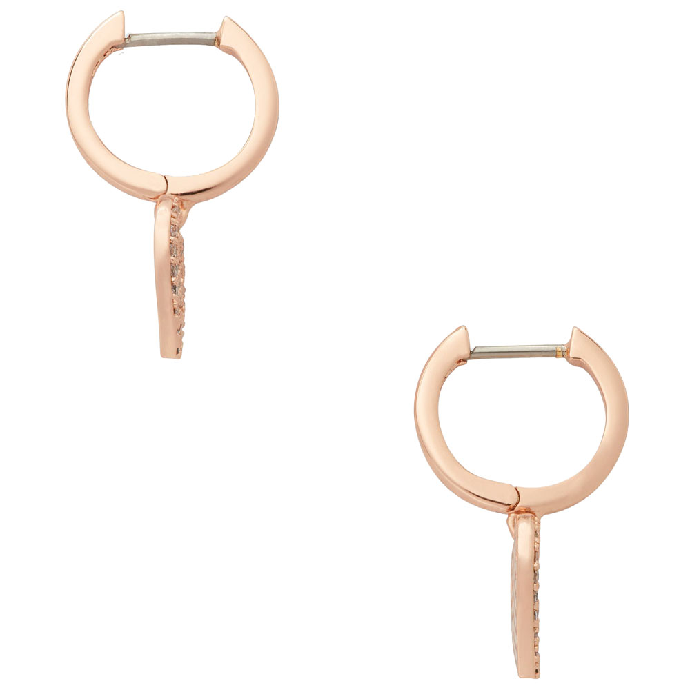 Kate Spade Yours Truly Pave Heart Drop Earrings Clear / Rose Gold # O0R00153