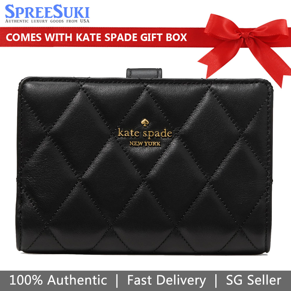 Kate Spade Medium Wallet Quilted Medium Bifold Wallet Black # KN755