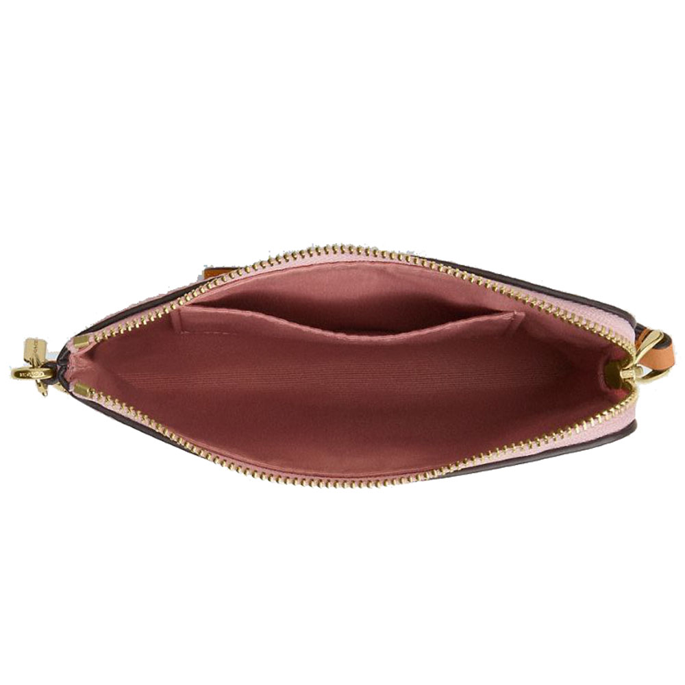 Coach Corner Zip Wristlet In Signature Canvas With Charms Powder Pink Light pink # CEF72