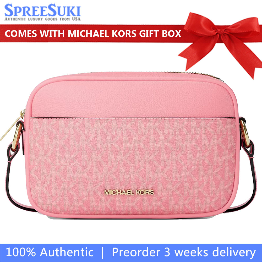 Michael Kors Jet Set Small Signature Logo Camera Crossbody Bag Carnation Pink # 35R6GTVC1V