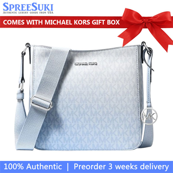 Michael Kors Jet Set Travel Ombré Signature Logo Crossbody Bag Pale Ocean Blue # 35S6STVC5V