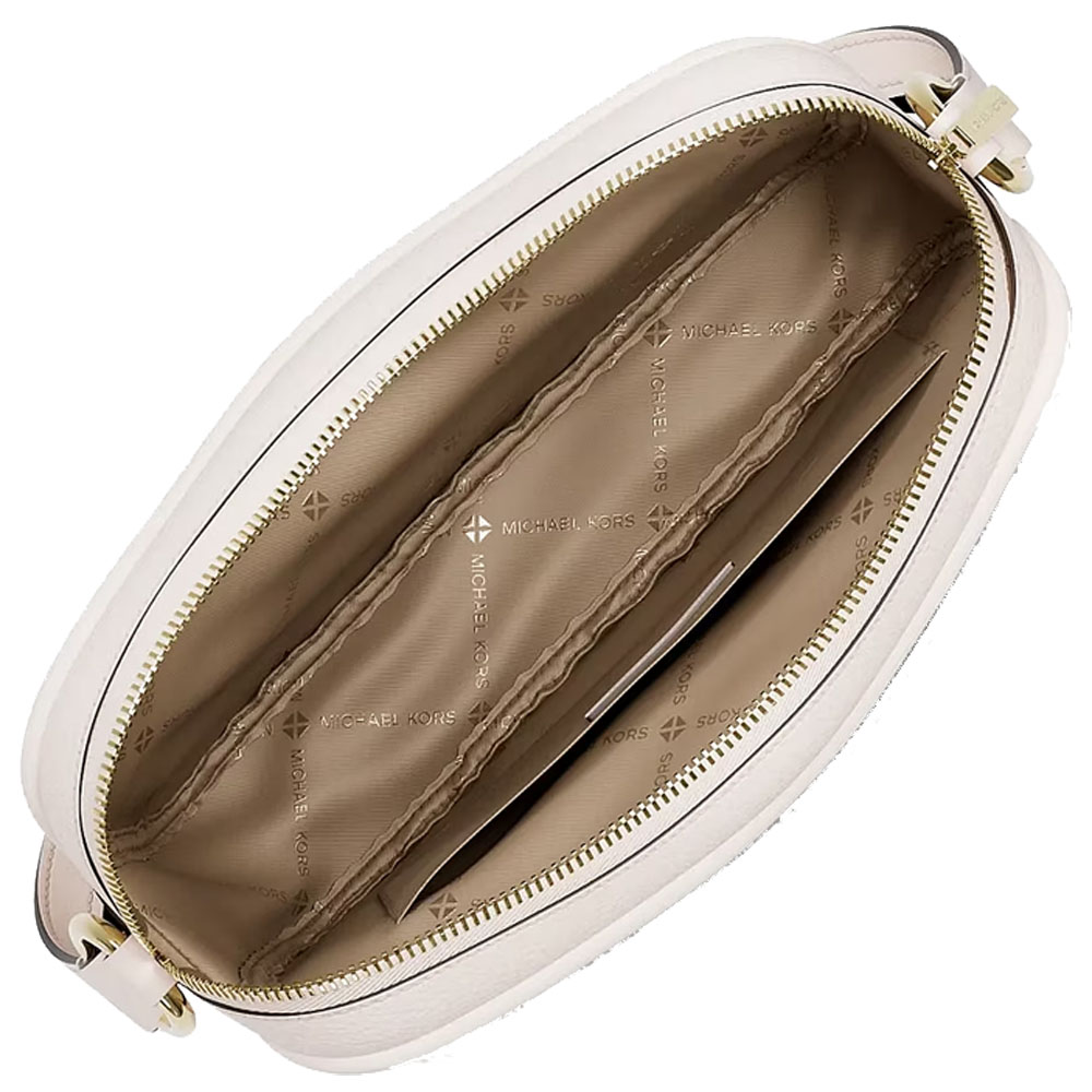 Michael Kors Jet Set Travel Large Logo Debossed Camera Crossbody Bag Light Cream # 35S6GTVC7V