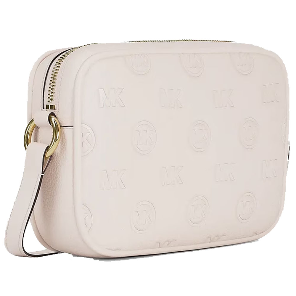 Michael Kors Jet Set Travel Large Logo Debossed Camera Crossbody Bag Light Cream # 35S6GTVC7V