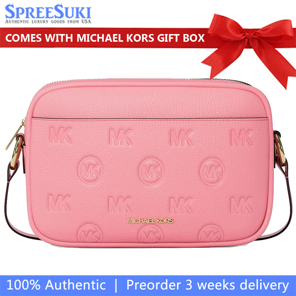 Michael Kors Jet Set Travel Large Logo Debossed Camera Crossbody Bag Carnation Pink # 35S6GTVC7V