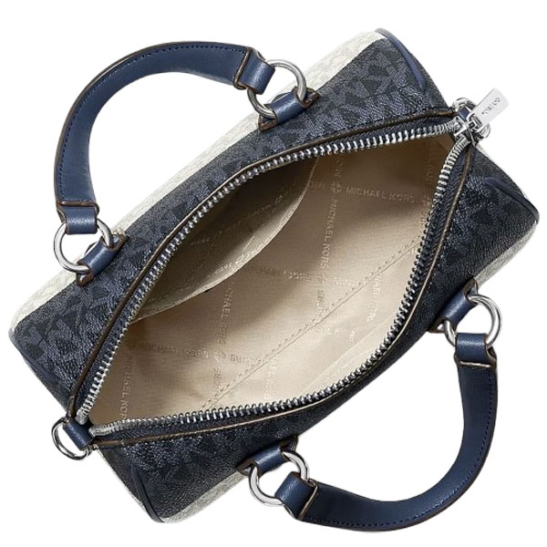 Michael Kors Grayson Small Striped Signature Logo Duffel Crossbody Bag Navy # 35S6SGYC5U