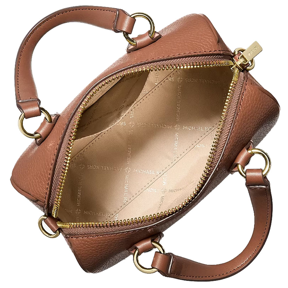 Michael Kors Grayson Small Pebbled Leather Duffel Crossbody Bag Luggage Brown # 35S6GGYC1L