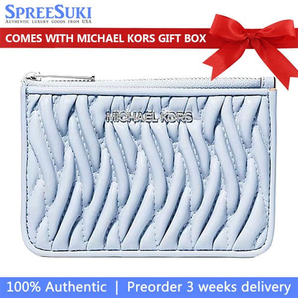 Michael Kors Jet Set Travel Small Matelassé Coin Pouch Pale Ocean Light blue # 35S6STVP1Y
