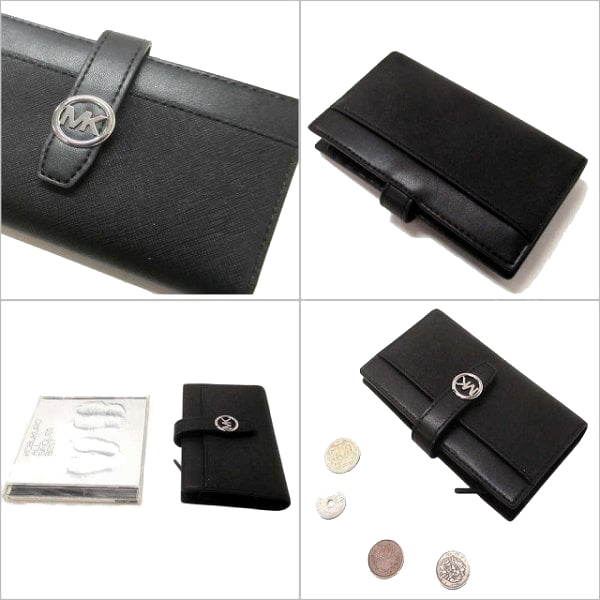 Michael Kors Greenwich Medium Saffiano Leather Bi-Fold Wallet Black # 35S5SGRF8L