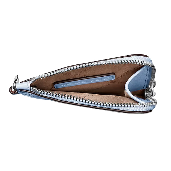 Michael Kors Jet Set Travel Medium Pebbled Leather Chain Wallet Pale Ocean Light blue # 35S6STVC6L