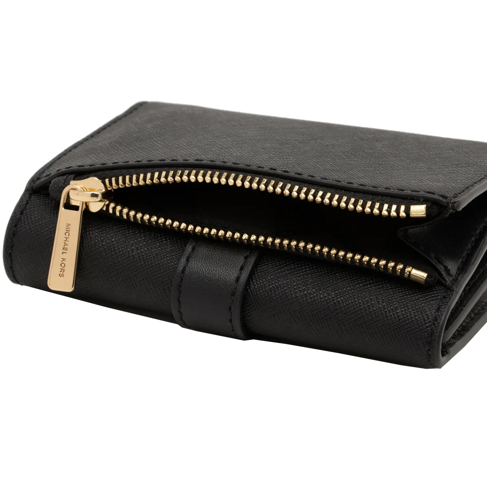 Michael Kors Greenwich Medium Saffiano Leather Trifold Wallet Black # 35S5GGRE6L