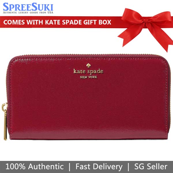 Kate Spade Madison Large Continental Wallet Red Jam Dark Red # KN230D1