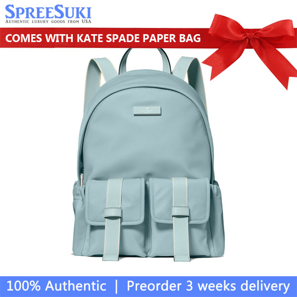 Kate Spade Carter Ksnyl Cargo Backpack Aventurine Multi Light blue # KN667