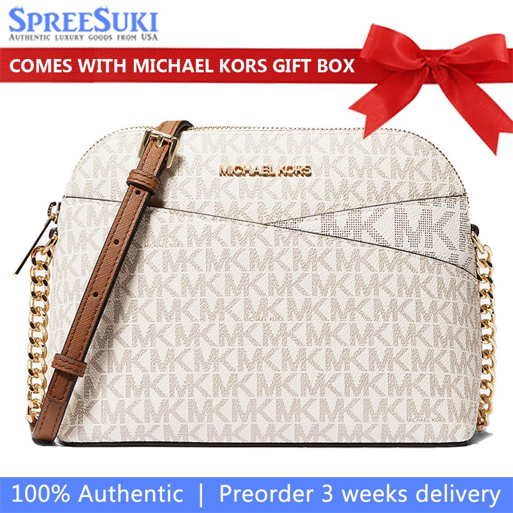 Michael Kors Crossbody Bag Signature Medium Dome Crossbody Vanilla Off White # 35F1GTVC6B