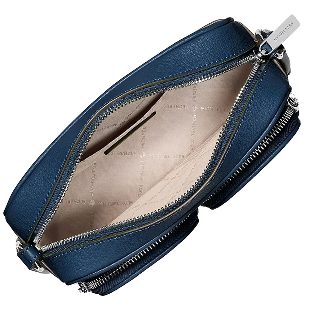 Michael Kors Jet Set Leather Medium Crossbody Bag With Case For Apple Airpods Pro Navy # 35S5STTC2L