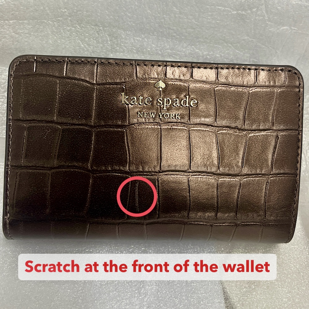 Kate Spade Madison Croc Embossed Medium Bifold Wallet Hot Fudge Chocolate # KN223D1