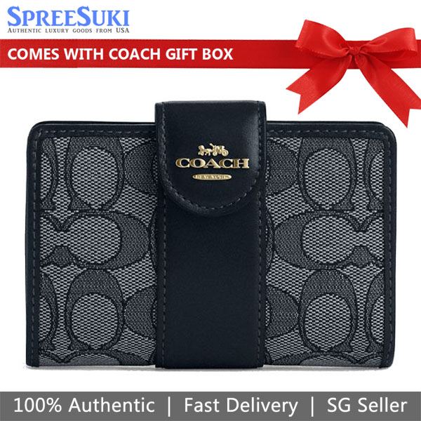 Coach Medium Wallet Medium Corner Zip Wallet In Signature Jacquard Midnight Navy Blue # CU987