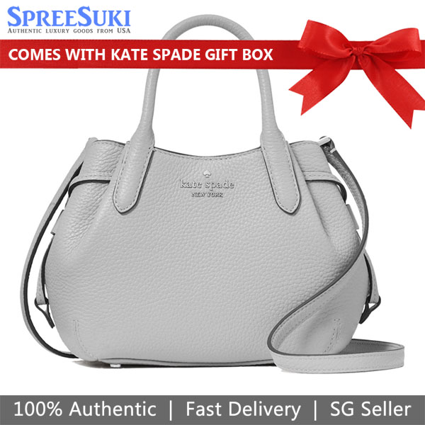 Kate Spade Crossbody Bag Sling Dumpling Pebbled Leather Mini Satchel Mountain Grey # KI859D1