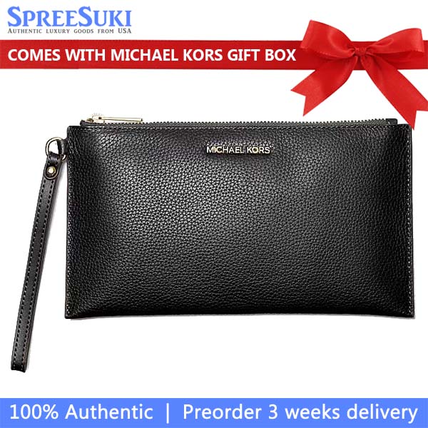 Michael Kors Large Wristlet Jet Set Travel Large Top Zip Wristlet Black # 35S4GTVW3L