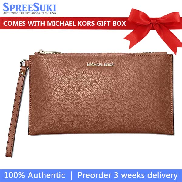 Michael Kors Large Wristlet Jet Set Travel Large Top Zip Wristlet Luggage Brown # 35S4GTVW3L