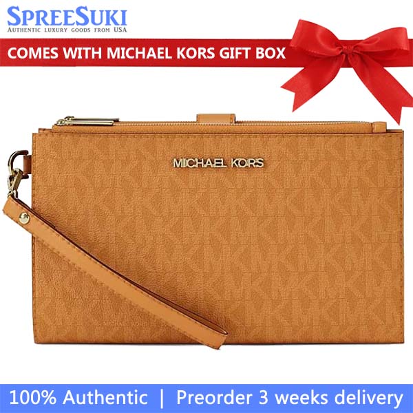 Michael Kors Jet Set Large Signature Logo Wristlet Radiant Orange # 35S4GTVW3B