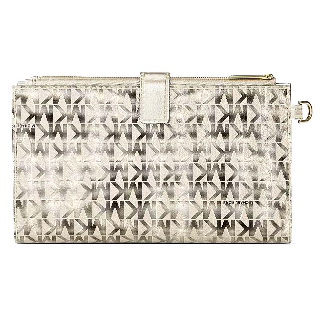Michael Kors Jet Set Travel Large Signature Logo Wristlet Pale Gold # 35H1GTVW3V