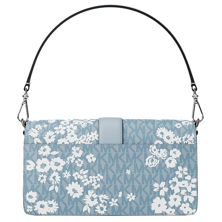 Michael Kors Greenwich Medium Printed Signature Logo Convertible Shoulder Bag Pale Ocean Light blue # 35S6SGRL2Y